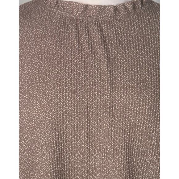 Adrianna Pappel Large Polyester Brown Short Sleeve Top Ruffle Neck - Picture 3 of 10